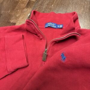 Polo Ralph Lauren Sweater Men's Sz XL Red 1/4 Zip Pullover Mock Neck 100% Cotton